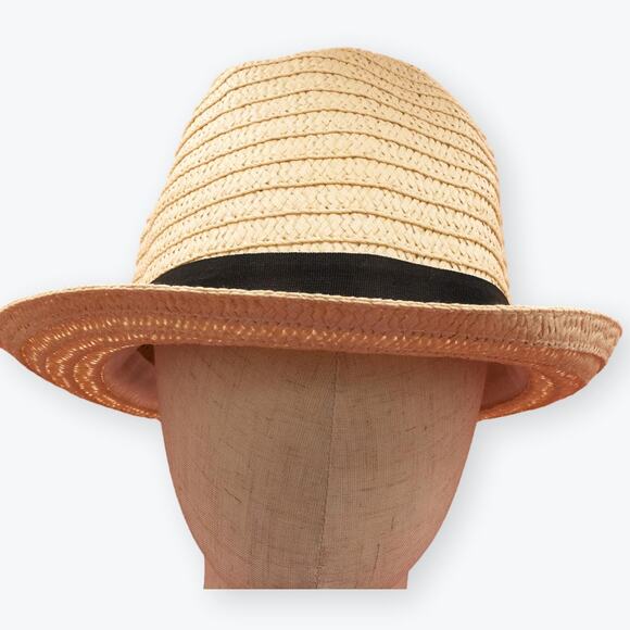 Vintage Womens Straw Fedora w/ Black Band - Picture 6 of 7